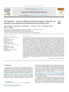 Mesozoic Mekele Sedimentary Basin in Ethiopia: an Example of an Exhumed Intracontinental Sag (ICONS) Basin