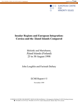 Corsica and the Åland Islands Compared Åland Islands