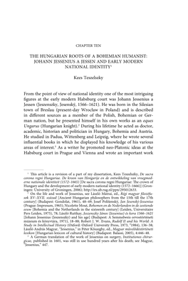 The Hungarian Roots of a Bohemian Humanist: Johann Jessenius a Jessen and Early Modern National Identity1