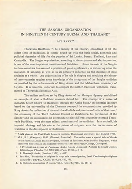 The Sangha Organization in Nineteenth Century Burma and Thailand*
