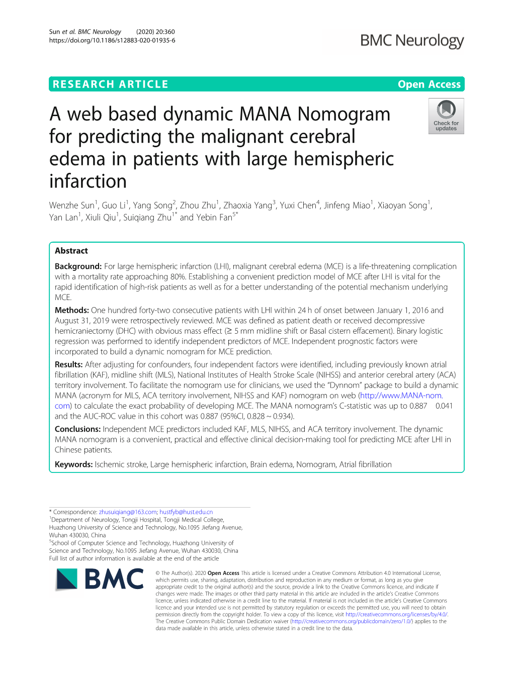 A Web Based Dynamic MANA Nomogram For