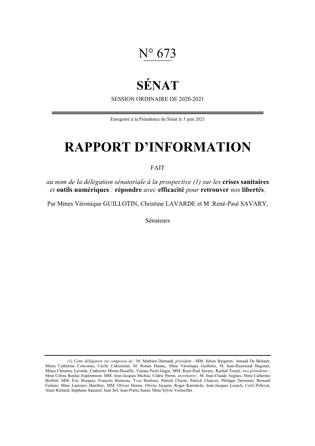 Rapport D'information