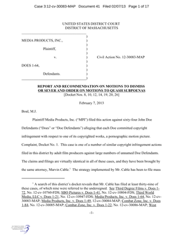 1 a Search of This District's Docket Reveals That Mr. Cable