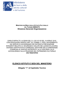 Elenco Istituti E Sedi Del Ministero