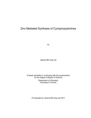 Zinc Mediated Synthesis of Cyclopropylamines