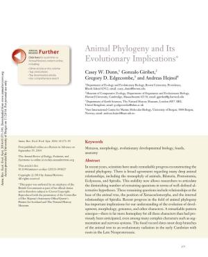 Animal Phylogeny and Its Evolutionary Implications∗