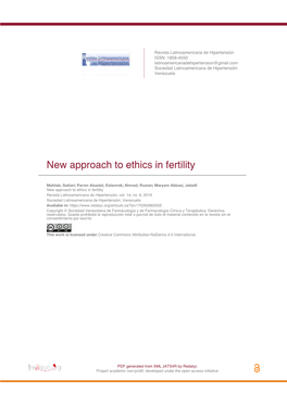 New Approach to Ethics in Fertility