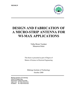 Design and Fabrication of a Micro-Strip Antenna for Wi-Max Applications