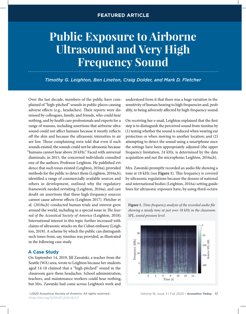 Public Exposure to Airborne Ultrasound and Very High Frequency Sound