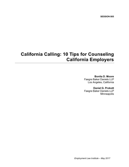10 Tips for Counseling California Employers