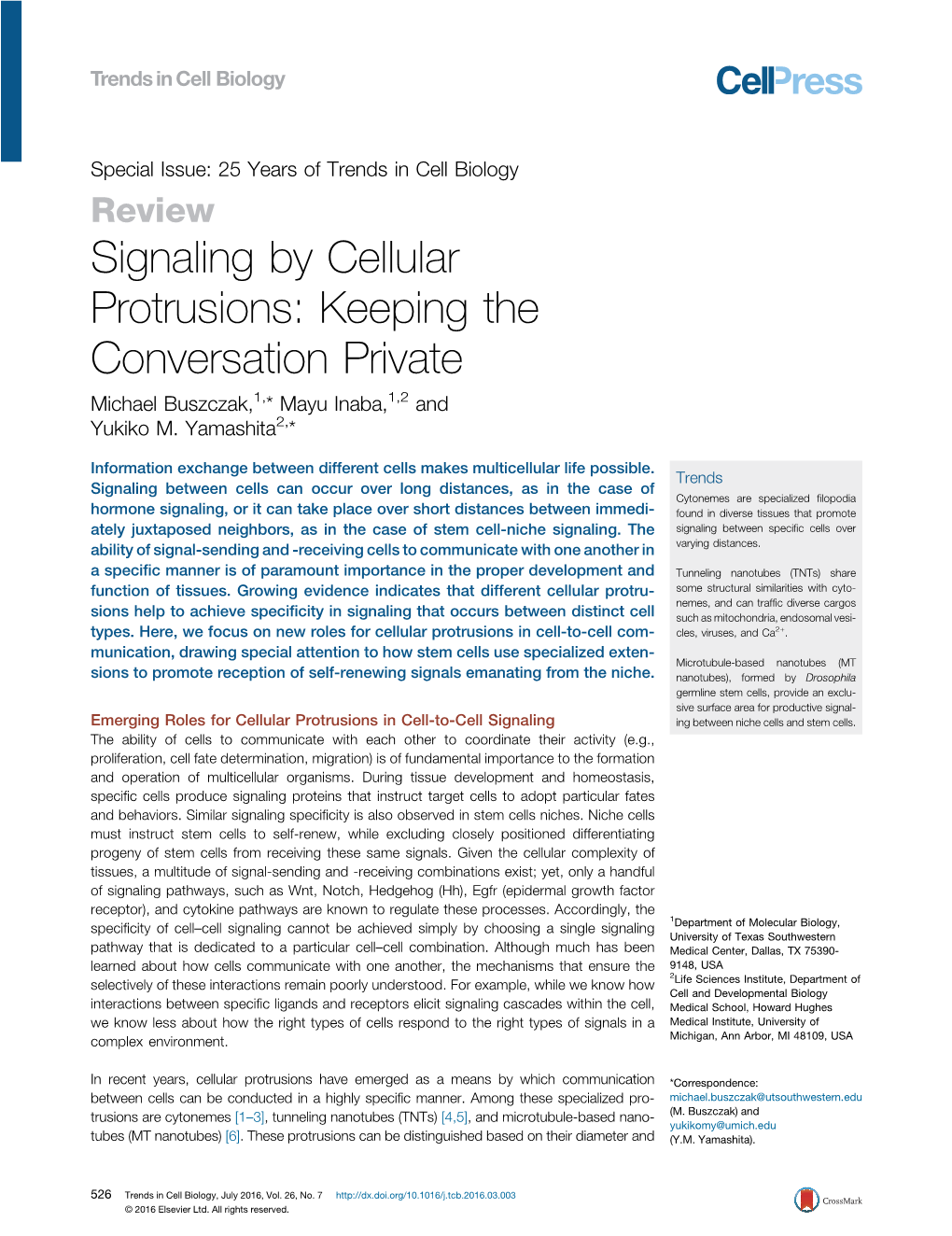 Signaling by Cellular Protrusions: Keeping the Conversation Private