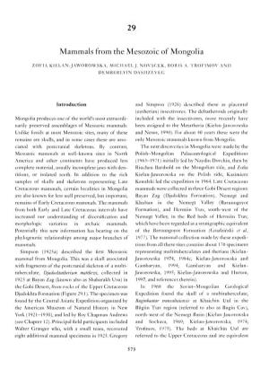 Mammals from the Mesozoic of Mongolia
