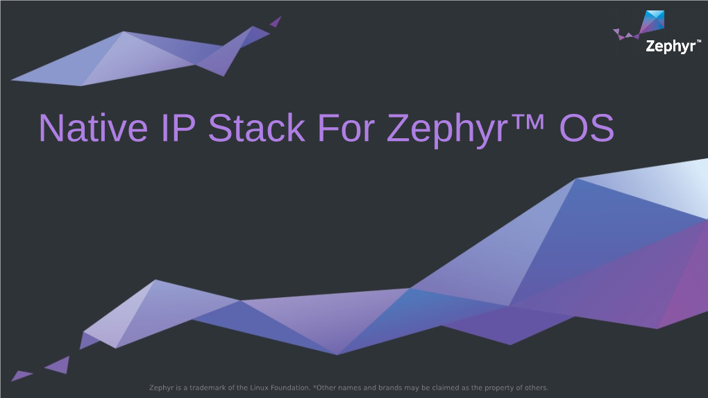 Native IP Stack for Zephyr™ OS