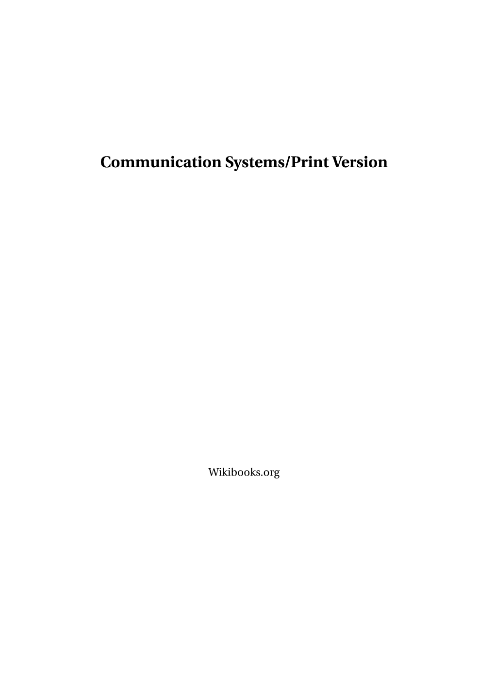 Communication Systems/Print Version