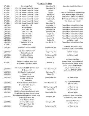 Tour Schedule 2011