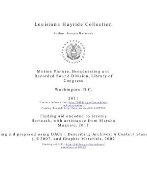 Louisiana Hayride Collection [Finding Aid]. Library of Congress