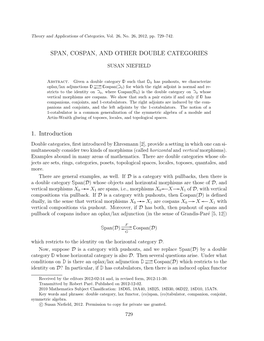 Span, Cospan, and Other Double Categories 1