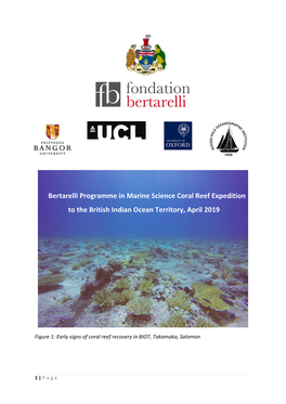 Bertarelli Programme in Marine Science Coral Reef Expedition to the British Indian Ocean Territory, April 2019