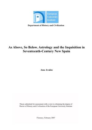 As Above, So Below. Astrology and the Inquisition in Seventeenth-Century New Spain