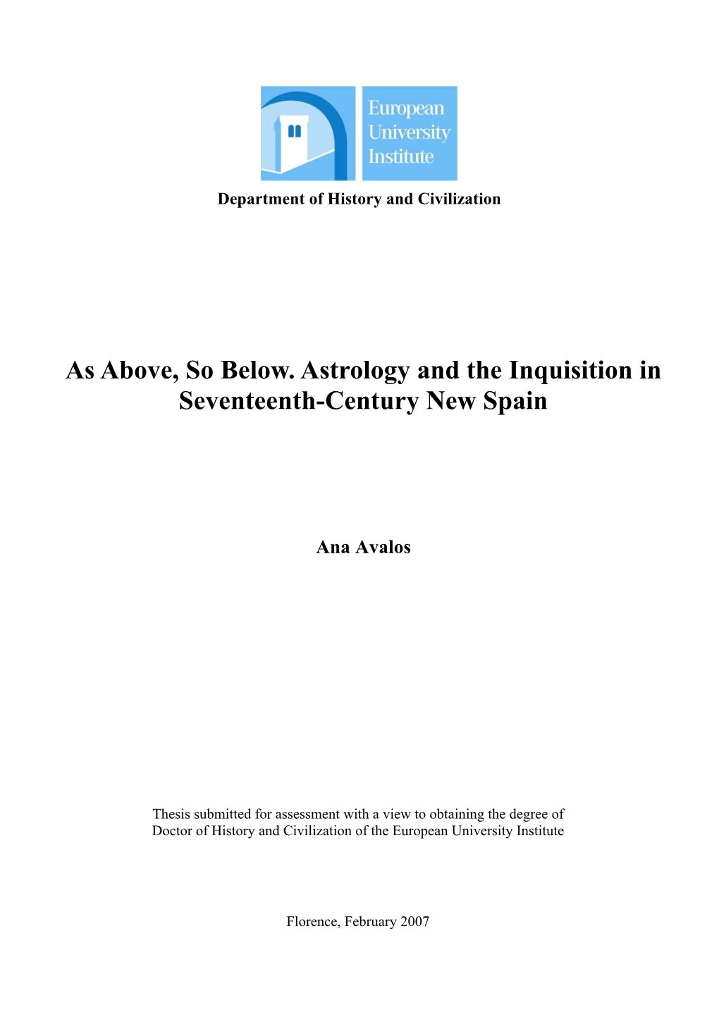 As Above, So Below. Astrology and the Inquisition in Seventeenth-Century New Spain