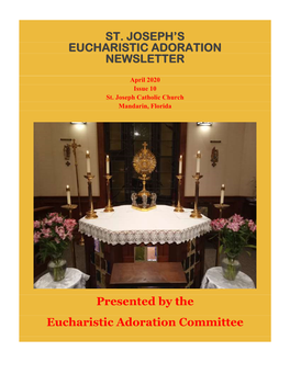 April 2020 Eucharistic Adoration Newsletter