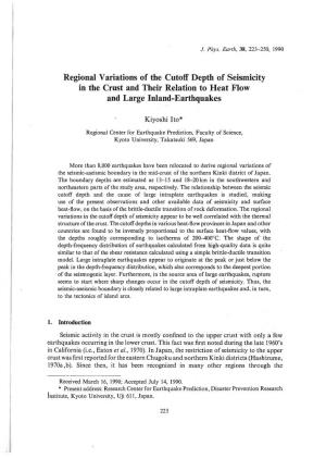 Regional Variations of the Cutoff Depth of Seismicity in the Crust and Their Relation to Heat Flow and Large Inland-Earthquakes