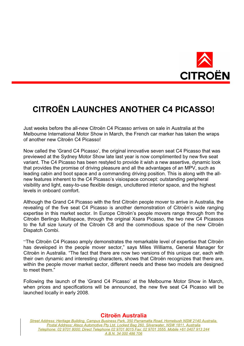 Citroën Launches Another C4 Picasso!