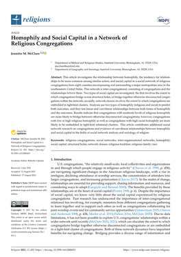 Homophily and Social Capital in a Network of Religious Congregations