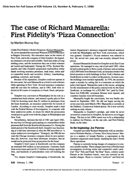 The Case of Richard Mamarella: First Fidelity's 'Pizza Connection'