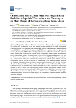 A Simulation-Based Linear Fractional Programming Model for Adaptable Water Allocation Planning in the Main Stream of the Songhua River Basin, China
