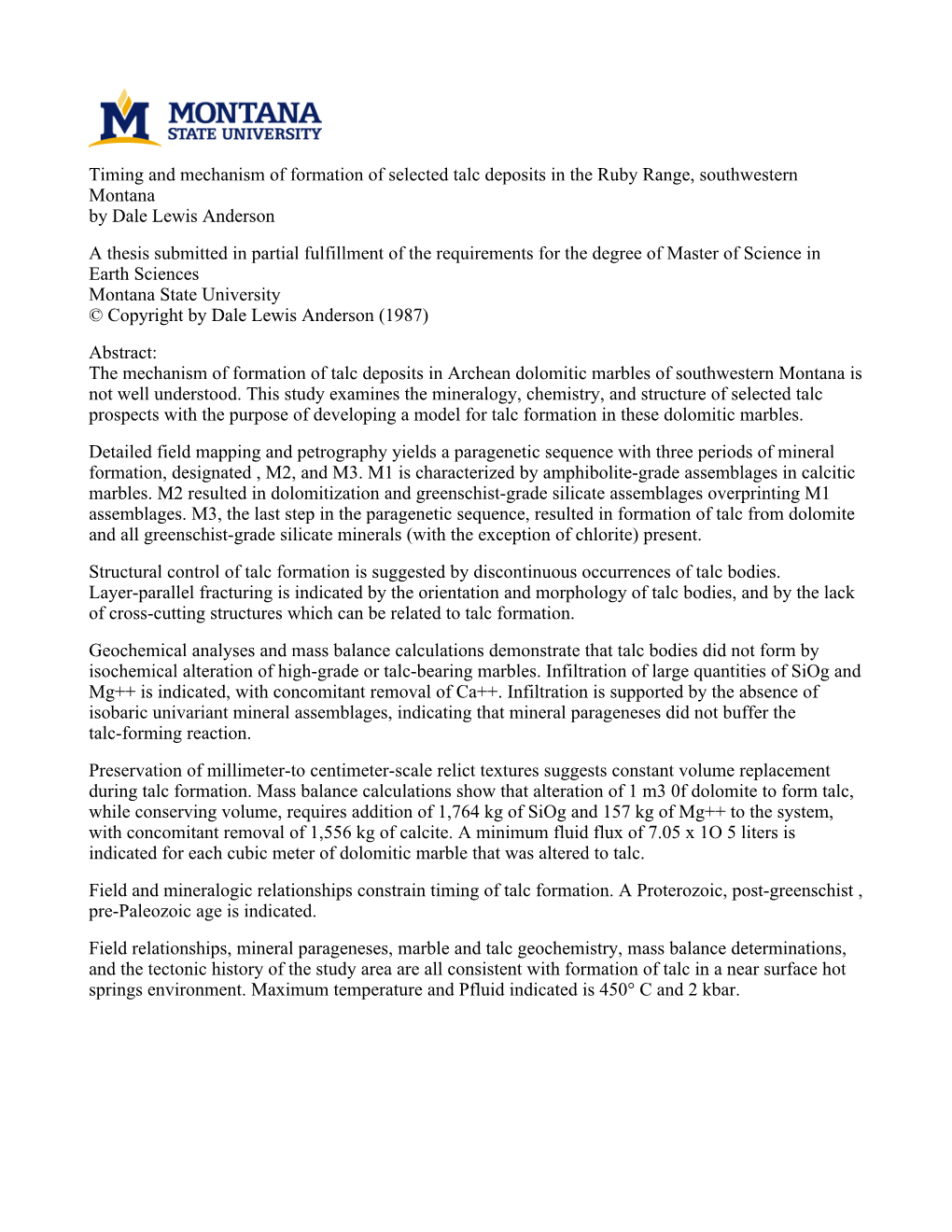 Timing and Mechanism of Formation of Selected Talc Deposits in the Ruby