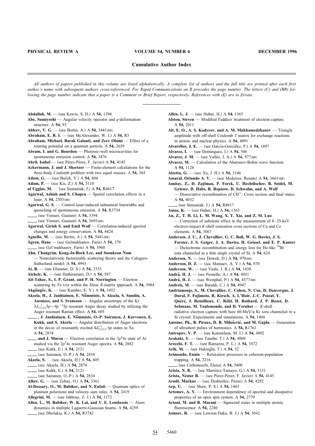Cumulative Author Index (Print)