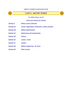 Library of Congress Classification Outline: Class U