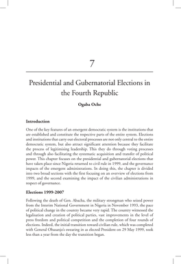 Presidential and Gubernatorial Elections in the Fourth Republic