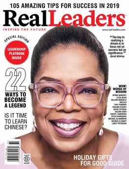Winter 2018 Join Real Leaders Online for Regular Features and Leadership Tips