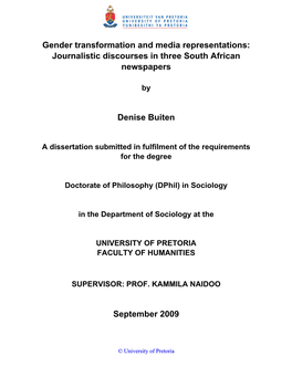 Gender Transformation and Media Representations: Journalistic Discourses in Three South African Newspapers