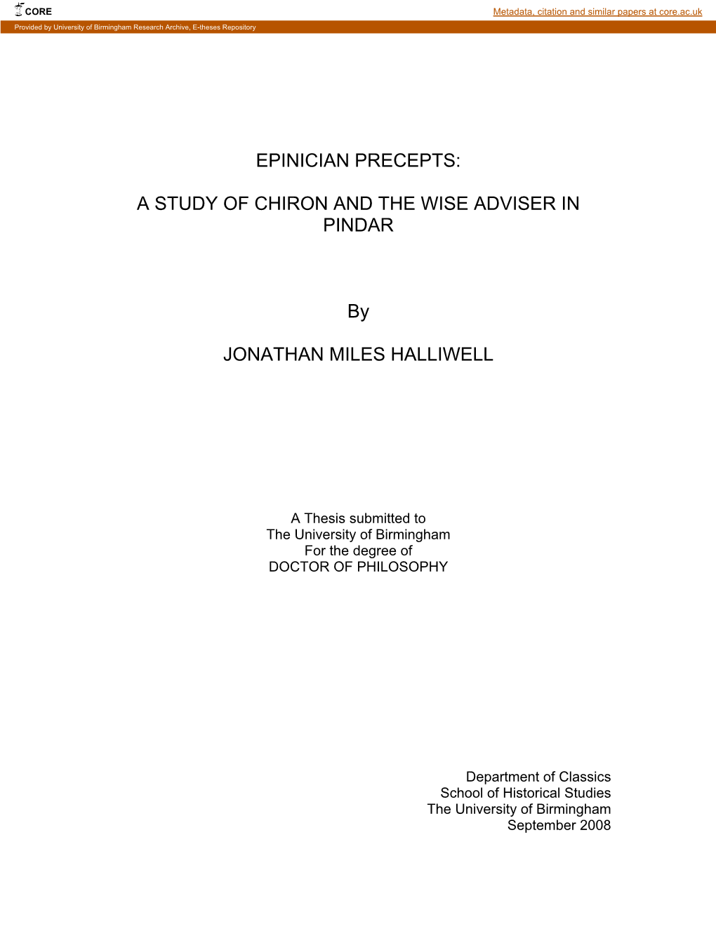 Epinician Precepts