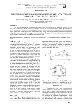 Electronic Switch on Mos Transistors with Low Voltage Drop and Low Current Leakage