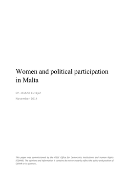 Paper on Women and Political Participation in Malta FINAL