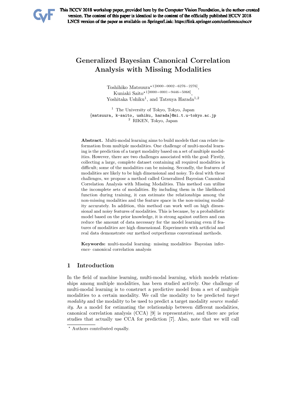 Generalized Bayesian Canonical Correlation Analysis with Missing Modalities