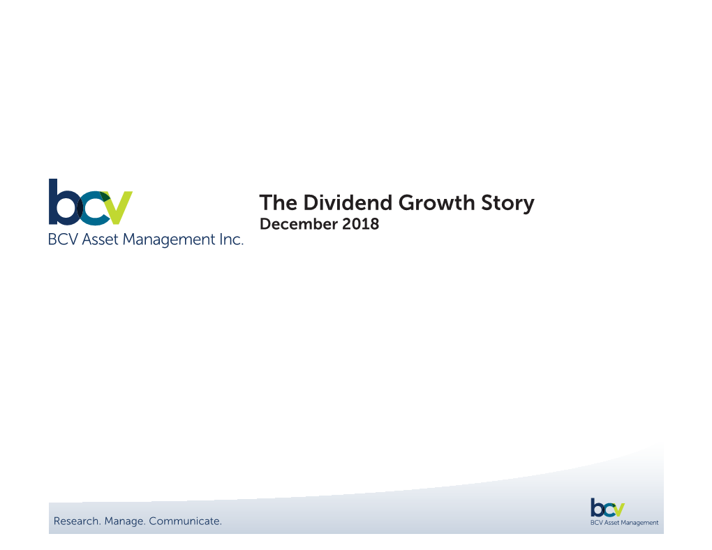 The Dividend Growth Story December 2018