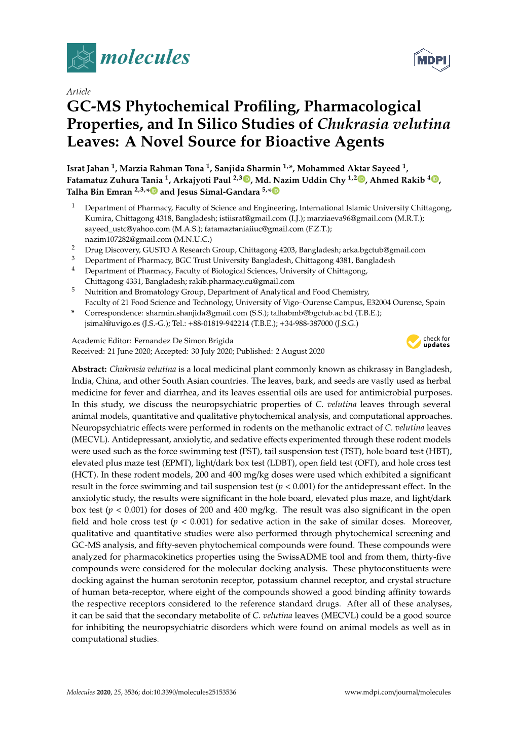 GC-MS Phytochemical Profiling, Pharmacological Properties