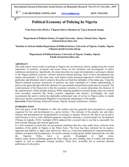 Political Economy of Policing in Nigeria