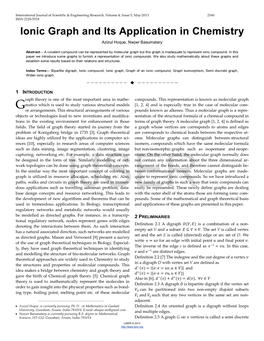 Ionic Graph and Its Application in Chemistry Azizul Hoque, Nwjwr Basumatary