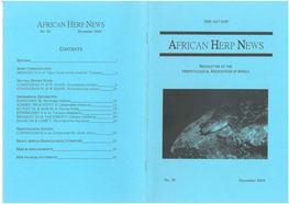 AFRICAN HERP NEWS ISSN 1017-6187 No