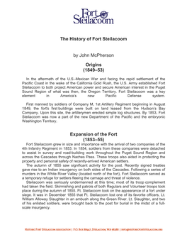 The History of Fort Steilacoom by John Mcpherson Origins (1849–53
