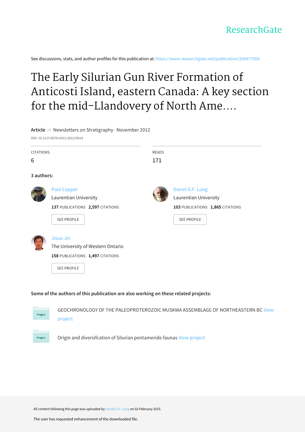 The Early Silurian Gun River Formation of Anticosti Island, Eastern Canada: a Key Section for the Mid-Llandovery of North Ame