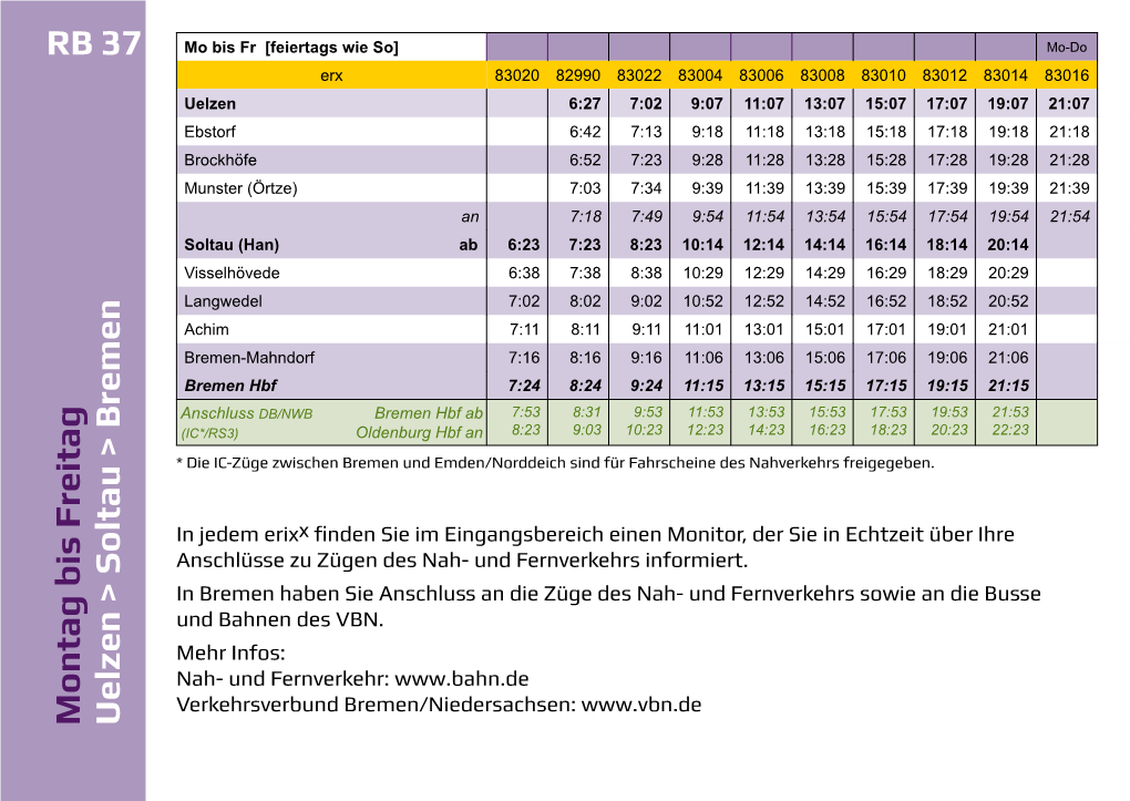 Montag Bis Freitag Uelzen > Soltau > Bremen RB 37