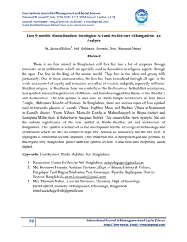 Lion Symbol in Hindu-Buddhist Sociological Art and Architecture of Bangladesh: an Analysis