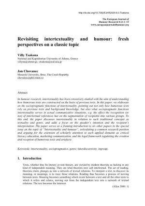 Revisiting Intertextuality and Humour: Fresh Perspectives on a Classic Topic